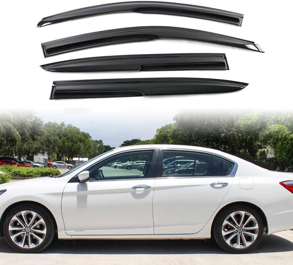 IKON MOTORSPORTS Window Visors Compatible with 2013-2017 Honda Accord 9th Gen Sedan Only, Acrylic Smoked JDM Stick On External Wind Deflectors, 2014 2015 2016