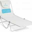 Ostrich the Ladies Comfort Lounger, Outdoor Reclining Beach Chair, White, 72 inches x 24.6 inches x 12 inches