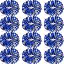 Hoteam Cheerleading Pom Poms Cheer Pompoms with Baton Handle Metallic Foil Pompoms for Adult for Team Sports Party Dance Cheering Squad Accessories, 14 Inch (Blue, Silver)