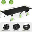 75" Camping Cot, Heavy Duty 350lbs Capacity, Adjustable Height with Leg Extenders, Lightweight Aluminum Frame Portable Folding Bed for Camping,Travel, Beach, Office Nap
