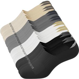 No Show Socks Womens, Premium Cotton Low Cut Non Slip Invisible Liner Socks 4/8 Pairs (A_white+black+grey+beige)