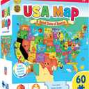 MasterPieces 60 Piece Educational Jigsaw Puzzle for Kids - USA Map State Shaped - 16.5"x12.75"