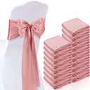 XunYee 80 Pack Satin Chair Sashes for Wedding Chair Decoration Chair Cover Bow Ties Sash for Engagements Graduations Events Banquet Parties Supplies (Rose Gold)