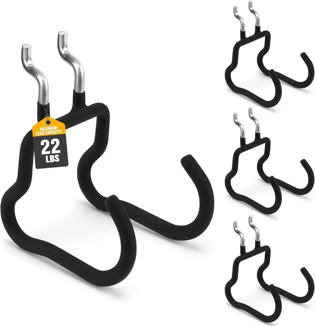 ELEAD 4-Piece Curved Pegboard Hooks, Peg Board Organizer Accessories for Hanging, Fit 1/4" Pegboard, Peg Board Tool Hangers for Garage Kitchen Workbench