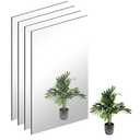 QEEYON 16 x 12'' x 4Pcs Glass Mirror Tile Wall Decor, Frameless Full Length Full Body Mirror Sheet for Wall, Bathroom, Bedroom, Living Room, Home Gym, Door, Centerpiece, Vanity