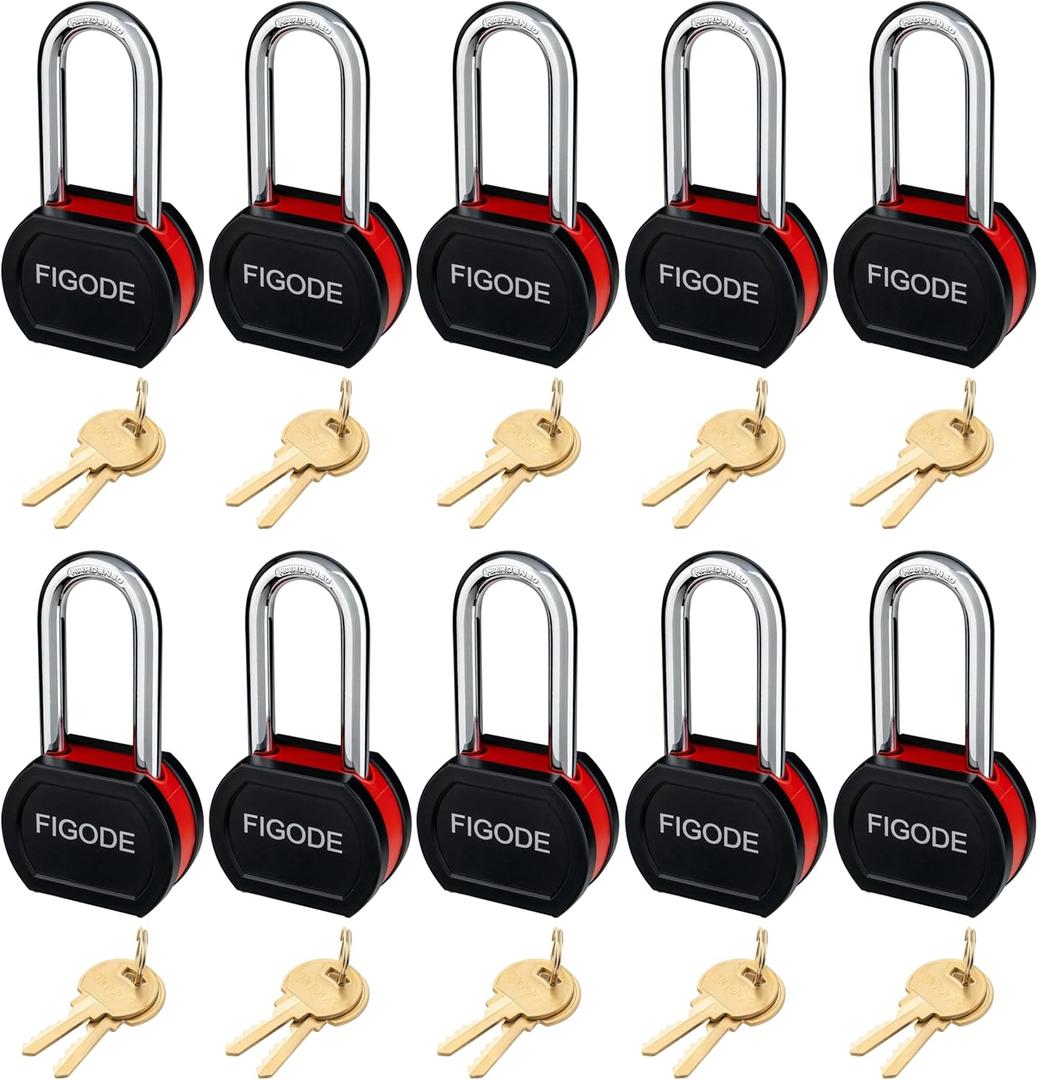 FIGODE Large Sturdy Steel Locks with 24 Same Keys, Heavy Duty Padlock, 2-3/4" Wide, 2.7" Long Shackle Locks for Door, Gate, Storage, Fence, Shed, Latch. 12 Pack Keyed Alike