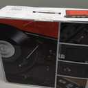 Crosley CR8005F-BK Cruiser Plus Vintage 3-Speed Bluetooth in/Out Suitcase Vinyl Record Player Turntable, Black/Red