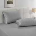 2 x Lane Linen 100% Organic Cotton Pillow Cases Queen Size Set of 2 (20"x30") - Cotton Pillowcases Queen Size - Soft Pillow Case Set - Queen Pillowcase Pack of 2 - Silver