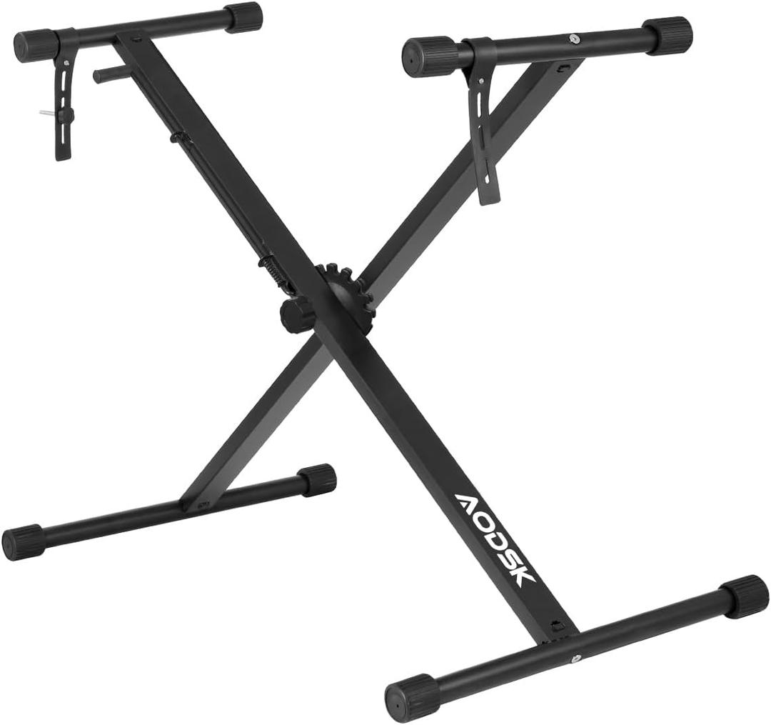 AODSK Single-X Keyboard Stand Adjustable Width & Height, Piano Stand with Locking Straps & Quick Release Mechanism - Adjust Height