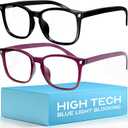 livho High Tech Blue Light Glasses - Advanced Blue Light Blocking Computer Glasses - Screen Fatigue & UV Protection (*B9 Light Black + Dark Purple)