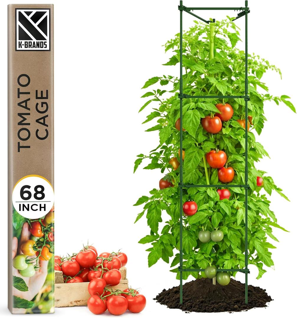 K-Brands Tomato Cage  Premium Tomato Plant Stakes Support Cages Trellis for Garden and Pots (Upto 68 Inches Tall)