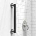 16 inches Stainless Steel Designer Grab Bar for Bath Safety, Collection Glacier, ADA Compliant 500lbs Loading Capacity, Dual Tone (Matte Black | Chrome)