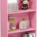 Furinno BASIC Book Shelf, 3-Tier Modern Bookshelf, Bookcase with Open Shelves, 9.3 x 21.8 x 39.5, for Living Room, Bedroom, Home Office, Pink