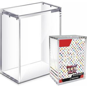 1PC Acrylic Magnetic Case for Booster Bundle/Build & Battle Magnetic Lid Clear Display Box for Sword and Shield Scarlet & Violet 3.5 151 Booster Bundle Protector Acrylic Storage Container