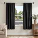 PONY DANCE Blackout Curtains for Bedroom 72 inch Long - Solid Rod Pocket Thermal Insulated Panels for Living Room, Black Out Energy Efficient Window Drapes, 42-inch by 72-inch, Black, 2 Pieces