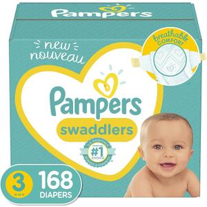 Baby Diapers Size 3, 168 Count - Pampers Swaddlers, ONE MONTH SUPPLY