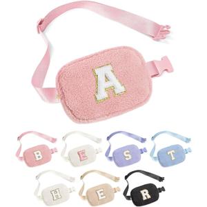 YOOLIFE Birthday Gifts for 3 4 5 6 7 8 9 10 11 12 Year Old Girl, Initial Fanny Pack Belt Bag Girls Purse Crossbody Bag, Gifts for Girls Kids Daughter Sister, Pink A