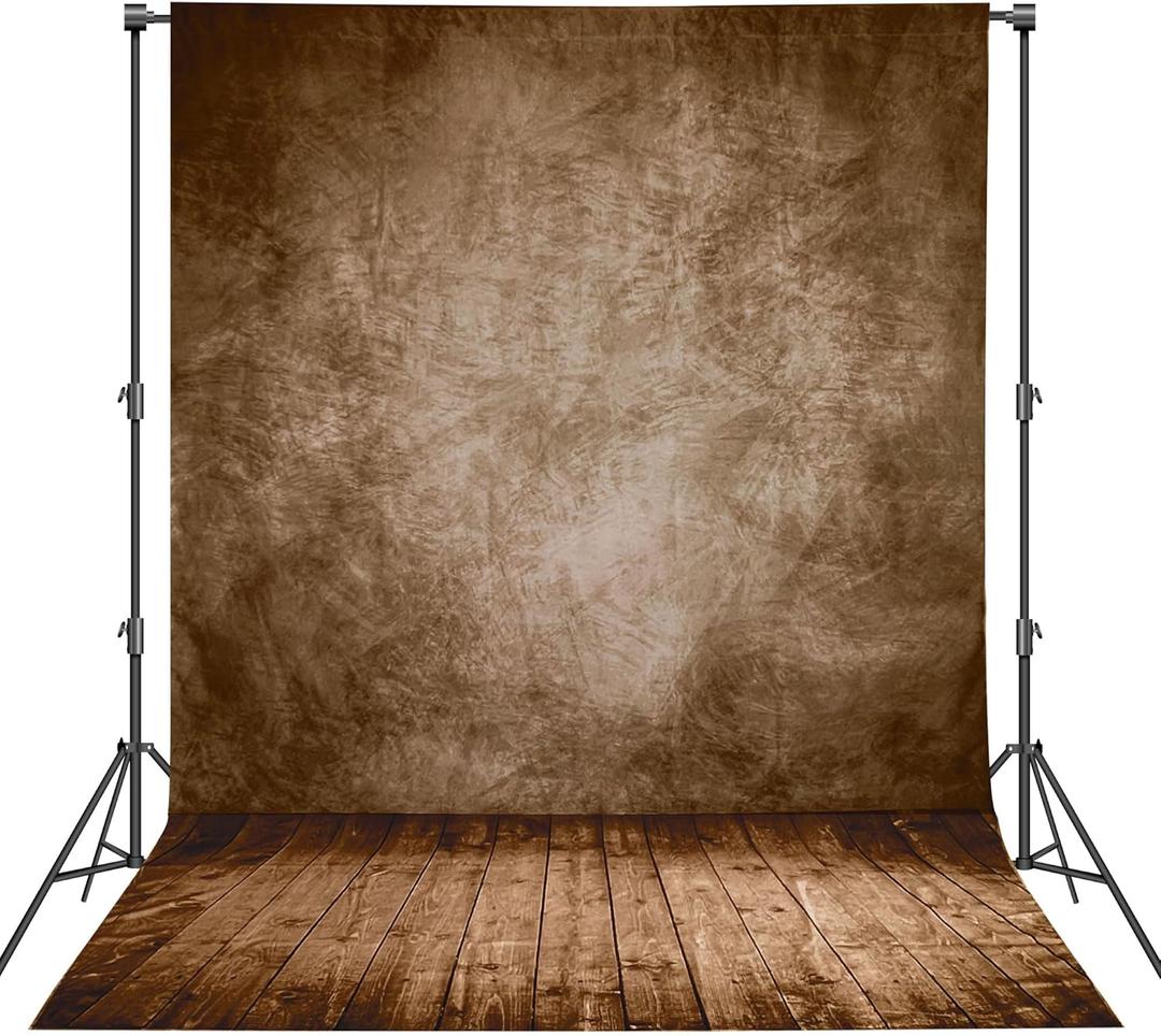 Professional Abstract Portrait Photography Backdrop,Wall with Wood Floor Backdrop for Kids Photography Baby Newborn Cake Smash Photo Shoots Hypoallergenic Fabric Photography Props(Brown-6x9ft)