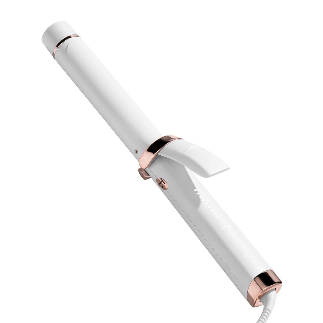 T3 Curl ID 1.25" Digital Ceramic Curling Iron with Smart Touch Interface & Interactive HeatID Technology for Automatic Heat Setting Personalization - Shiny Smooth Curls that Last (White)