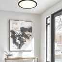 LED Flush Mount Ceiling Light, 15 inch, 24W Dimmable 3000K 4000K 5000K Matte Black Modern Round Ceiling Light Fixture for Kitchen, Hallway, Bathroom, Stairwell, LMS-054