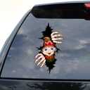 2 x Christmas Peeking Decal for Car Window Funny Santa Claus Snowman Cracking Car Sticker Double-Sided Printed Sticker for Vehicle Laptop Wall Car Decoration (Elf)