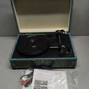 Vinyl Record Player 3-Speed Bluetooth Suitcase Portable Belt-Driven, Supports Bluetooth, RCA Output, 3.5mm aux-in and Headphone Jack and MP3, Mobile Phones Music Playback