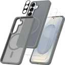 for Samsung Galaxy S26 5G Case with 2 * Tempered Glass Screen Protector with 1* Camera Lens ProtectorCompatible with Magnetic mounts, Shockproof Protective Bumper Phone Cover (Grey)