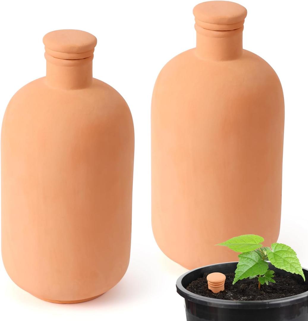 2pcs large Plant Watering Globes Ollas 1055inch 61oz Terracotta Watering Pot Self Watering Planter Terra Cotta Clay Watering Spikes for Indoor Outdoor Plants Indoor Outdoor Large Reservoir Bulbs