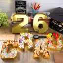 Mooliwe 6 Pcs Grad 2026 Charcuterie Numbers Fillable Gold Graduation Party Decoration Class of 2026 Charcuterie Cardboard Letters Number Gift Boxes for Congrats Grad Party Supplies College Celebration