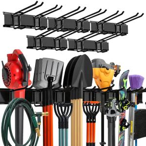 Garage Wall Organizer | 80" Heavy-Duty Tool Storage Rack | Adjustable Double-Layer Hooks | 500 lbs Capacity | Carbon Steel Wall Mount Holder for Shovels, Rakes, Ladders & Power Tools (Black) Garage Wall Organizer | 80" Heavy-Duty Tool Storage Rack | Adjustable Double-Layer Hooks | 500 lbs Capacity | Carbon Steel Wall Mount Holder for Shovels, Rakes, Ladders & Power Tools (Black)