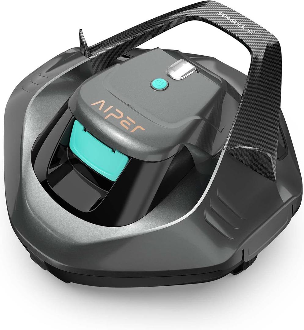 AIPER Cordless Robotic Pool Vacuum, Self-Parking Technology, Portable, Ideal for Above-Ground Flat Pool up to 40 Feet, Grey (Gray)