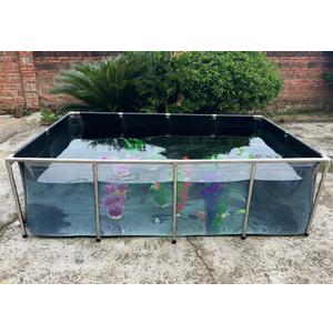 Aquarium Pool Pond,Collapsible Fish Ponds for Outside with Transparent Clear Viewing Panel,470 Gallon Fish Tank,PVC Canvas Above Ground Pond,Indoor/Outdoor Pond for Koi,Goldfish,with Drain Valve 79x55x24in