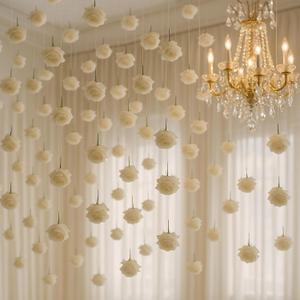 50 Set Run for The Roses Decor Hanging Rose Ceiling Decor with Ribbons DIY Artificial Floating Flowers Garlands for Engagement Bridal Shower Wedding Horse Racing Derby Day Decorations(White)