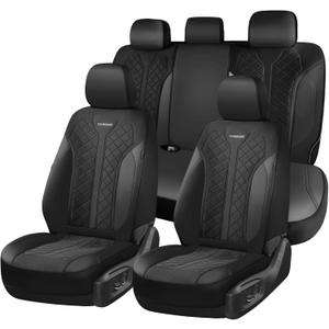 Coverado Car Seat Covers 5 Seats, Seat Covers Full Set, Mesh Breathable Seat Protectors, 5-Piece Spill-Proof Black Automotive Seat Covers, Universal Fit for SUV, Sedan, Truck