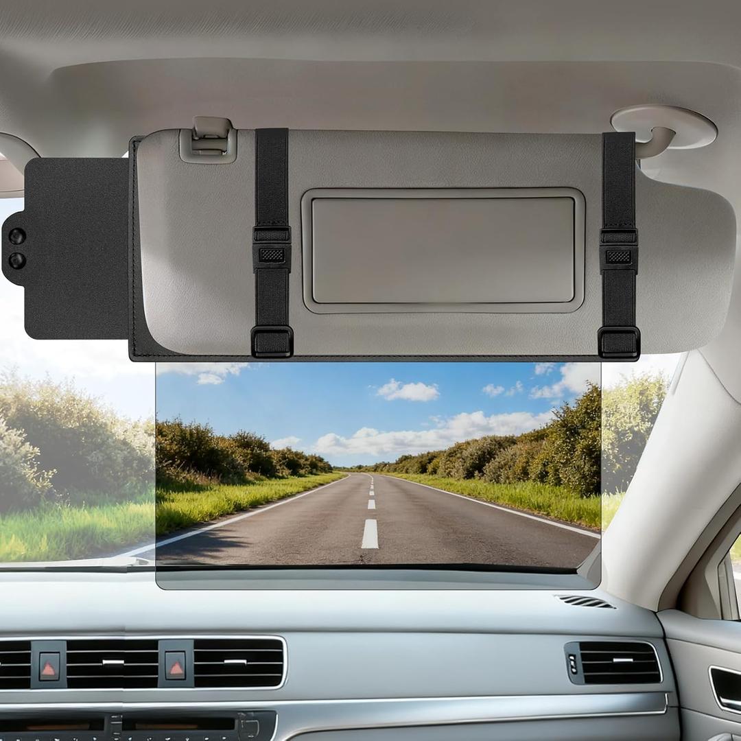Veharvim Sun Visor Extender for Car (Polarized, UV400, PC Lens, Side Sunshade, Straps&Adjusters), Car Visor Extender Sun Blocker, Visor Extender Attachment, AntiGlare for Safe Driving(Passenger Side)