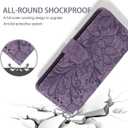 Case for Galaxy A03S Case, Samsung A03S SM-A037U Wallet Case with Tempered Glass Screen Protector, Lace Flower PU Leather Flip Credit Card Holder Phone Cover for Samsung Galaxy A03S Purple