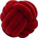Knot Ball Pillows, Round Throw Pillow Cushion Home Decoration Soft Plush Pillow, Throw Knotted Ball Pillow Handmade Children Room Decoration Round Plush Toy Pillow (Dark Red,8.5"/22cm)