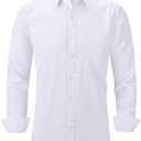 Long Sleeve Dress Shirts for Men - Regular-Fit Casual Button-Down Shirt with Pockets, Size: Small
