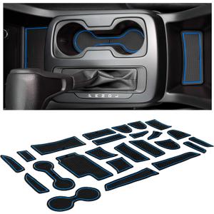 CupHolderHero Fits with Chevy Colorado and GMC Canyon Accessories 2015-2022 Custom Interior Nonslip Anti Dust Cup Holder Inserts,Console Liner Mats,Door Pocket 24pc Set (Extended Cab)(Blue Trim)