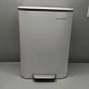 SONGMICS Kitchen Trash Can, 13-Gallon (50 L) Garbage Can with Lid, Stainless Steel, Soft Close and Stays Open, Inner Bucket, Wide Non-Slip Pedal, Cloud White ULTB547W01