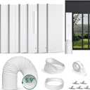Upgraded Portable Air Conditioner Window Vent Kit, With 5.9 Exhaust Hose, 6 Slide Seal Plates, Universal Coupler, Adjustable AC Vent Kit Ducting Universal for Horizontal & Vertical Windows