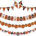 Basketball Happy Birthday Banners, 5 Pcs Pre-strung Basketball Birthday Party Decorations, Basketball Garland Bunting, Sports Theme Party Decorations, Birthday Decor for Boys