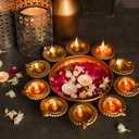 Urli Bowl 14 Inch 12 Diya Holder Indian Diwali Decorations Floating Flowers and Tea Light Candle Holder Pooja Navratri