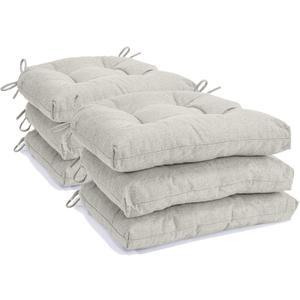 Chair Cushions for Dining Chairs Set of 6, Non Slip Indoor Kitchen Chair Cushions with Ties, Tufted Memory Foam Seat Chair Pads, 17" x 16" x 3", Cream