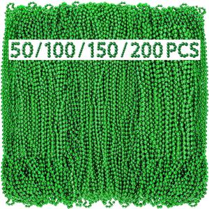 GONOSEED 50/100/150/200PCS St Patricks Day Necklace Bulk St Patricks Day Accessories Green Beads Decorations Party Favor