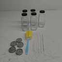 CUCUMI 5pcs 16oz Glass Juice Bottles with Lids, Reusable Juice Containers Drinking Jars Water Cups with Brush, Glass Straws, Lids with Hole