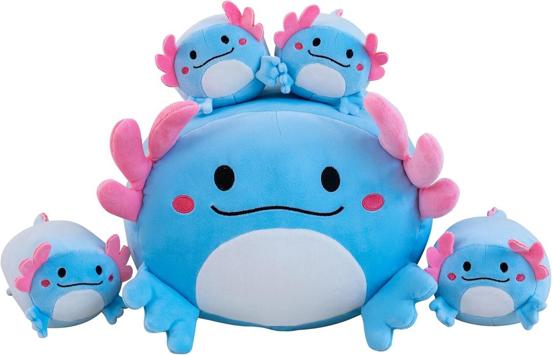 Axolotl Plush, 16" Cute Axolotl Stuffed Animals Mommy with 4 Baby Plushies in Tummy,Soft Jumbo Axolotl Plush Christmas and Birthday Gifts for Girls Boys