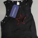 OYOANGLE Women's Y2K Cami Crop Tops Cut Out Star Embroidery Sleeveless Ribbed Going Out Tank Top, XS