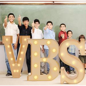 Aurelema Vbs 2026 Decorations 4ft Marquee Light up Letters with Hot Glue Gun for Vacation Bible School Christian Illumination Theme Party Church Events Decorations