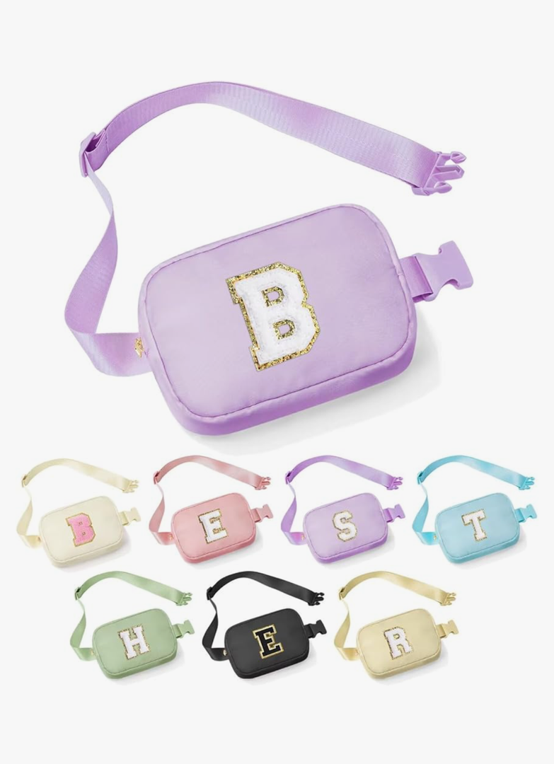 Birthday Gifts for Women - 30th 40th 50th 60th 70th Birthday Gifts for Mom Daughter Her Friend Sister Girlfriend, Personalized Gifts Christmas Gifts, Initial Belt Bag Crossbody Bags, Purple B